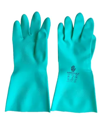 GREEN NITRILE FLOCKLINED GLOVES