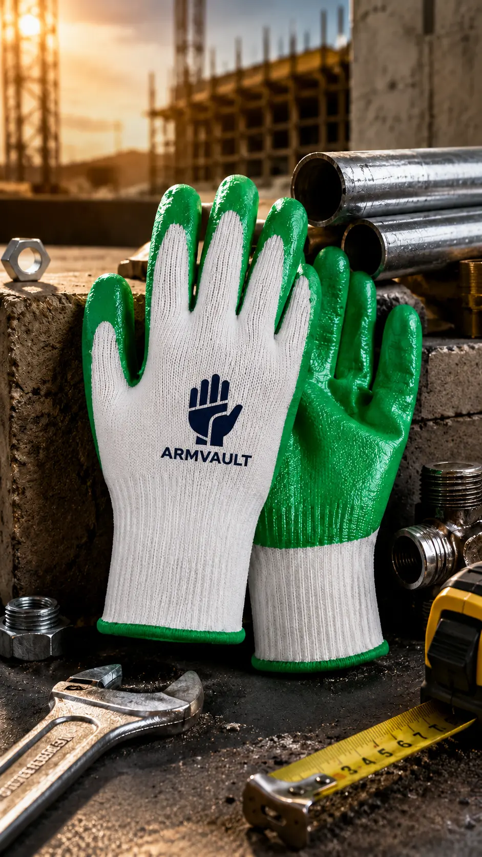 GREEN LATEX COATED GLOVES